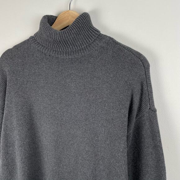 Madewell Chunky Rib Knit Turtleneck Sweater Gray Heather Graphite 100% Cotton - Picture 9 of 10